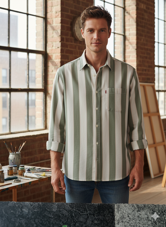 Men’s Slim Fit Striped Shirt – 100% Cotton