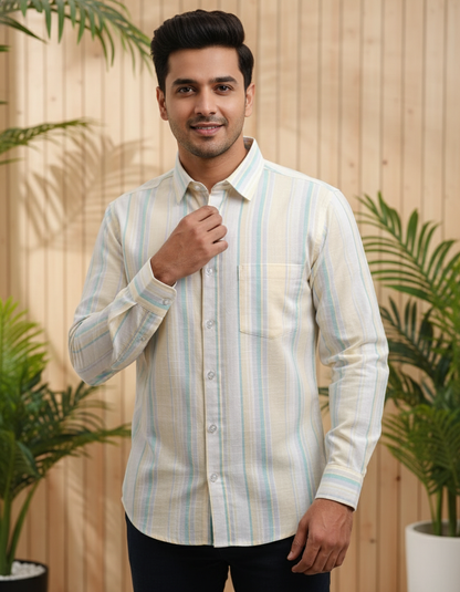 Men’s Slim Fit Striped Shirt – 100% Cotton