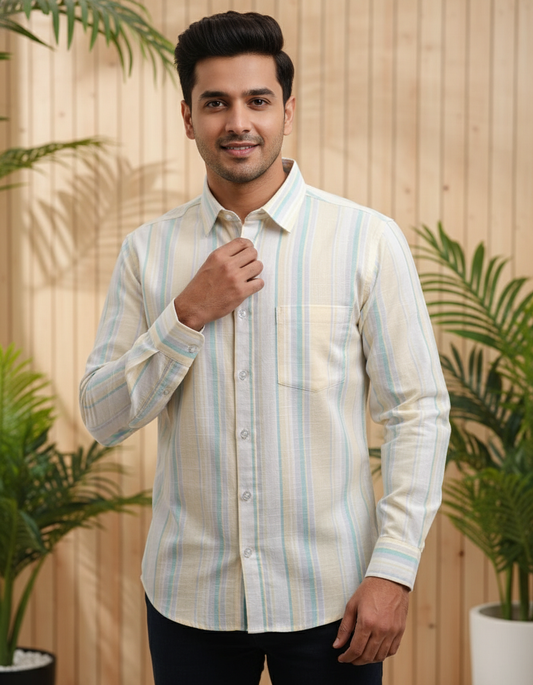 Men’s Slim Fit Striped Shirt – 100% Cotton