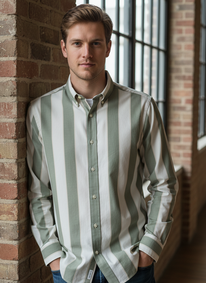 Men’s Slim Fit Striped Shirt – 100% Cotton