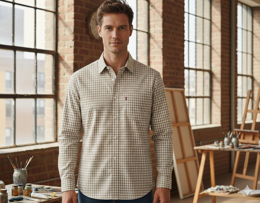 Men’s Slim Fit Checks Shirt – 100% Cotton
